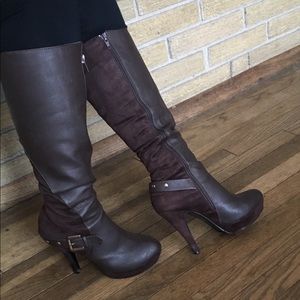 Brown Shoedazzle boot faux suede/faux leather